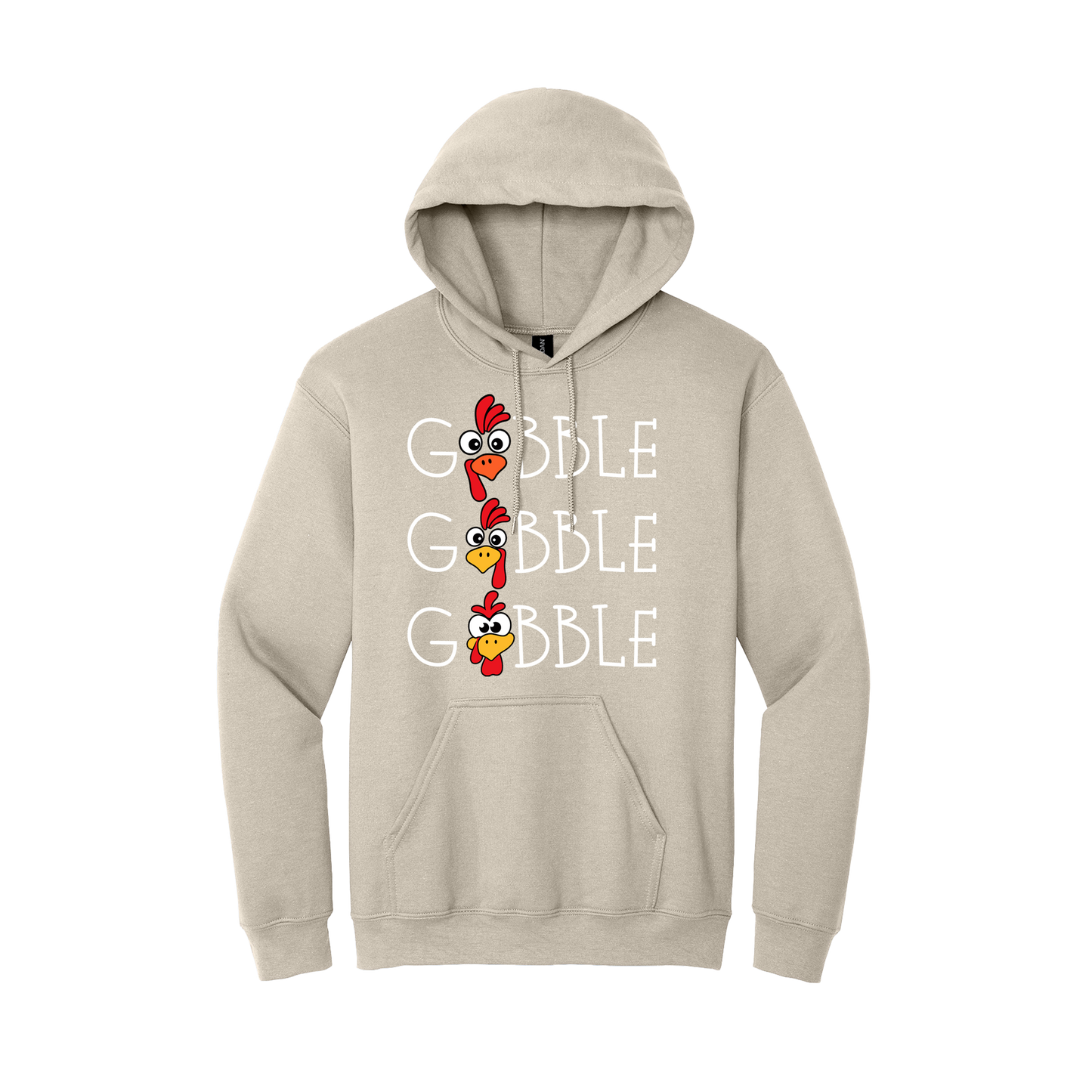 Gobble Gobble Thanksgiving Apparel — Sand Adult Gildan 18500 front