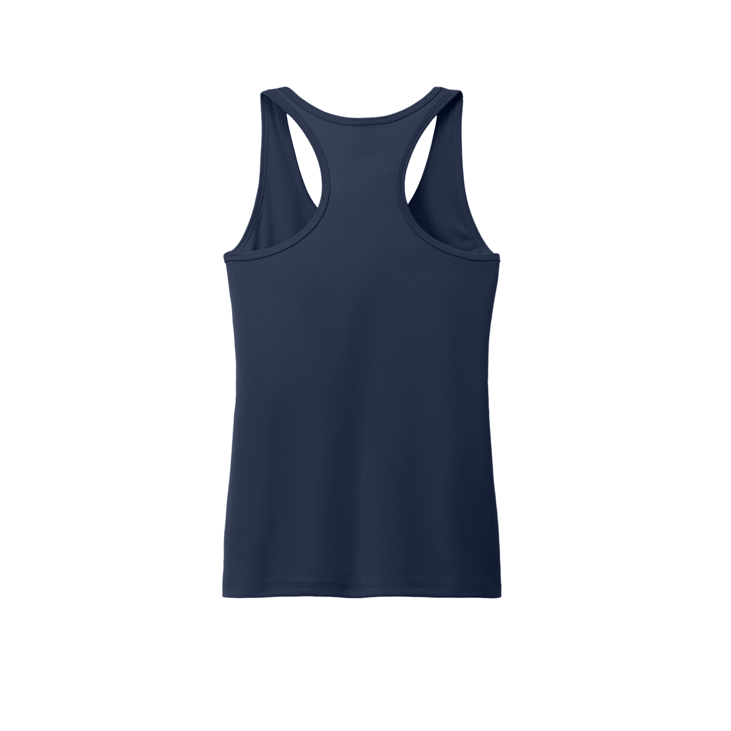 Custom women's Port & Company performance tank in Navy, back view