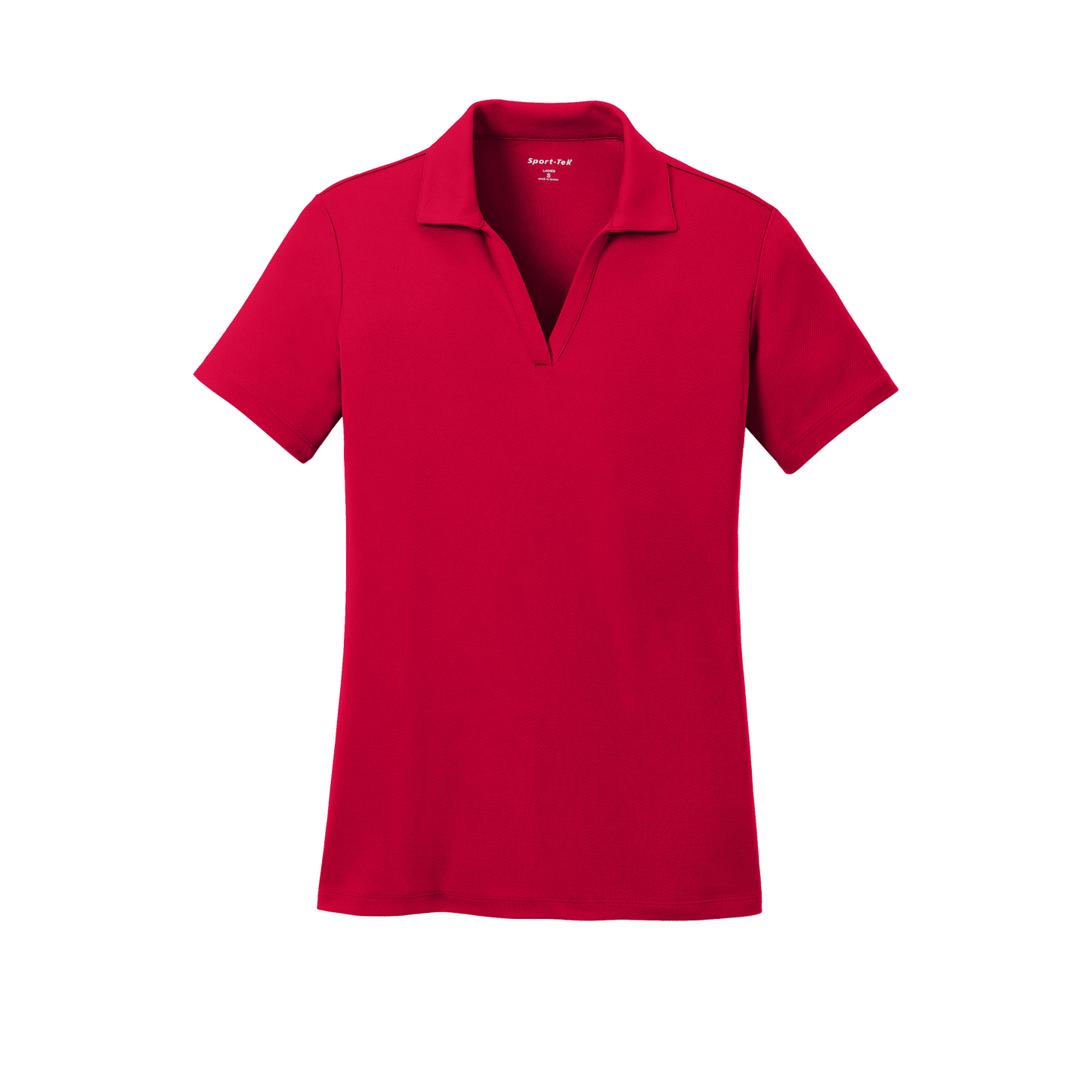 Custom women's Sport-Tek PosiCharge RacerMesh polo in Deep Red, front view