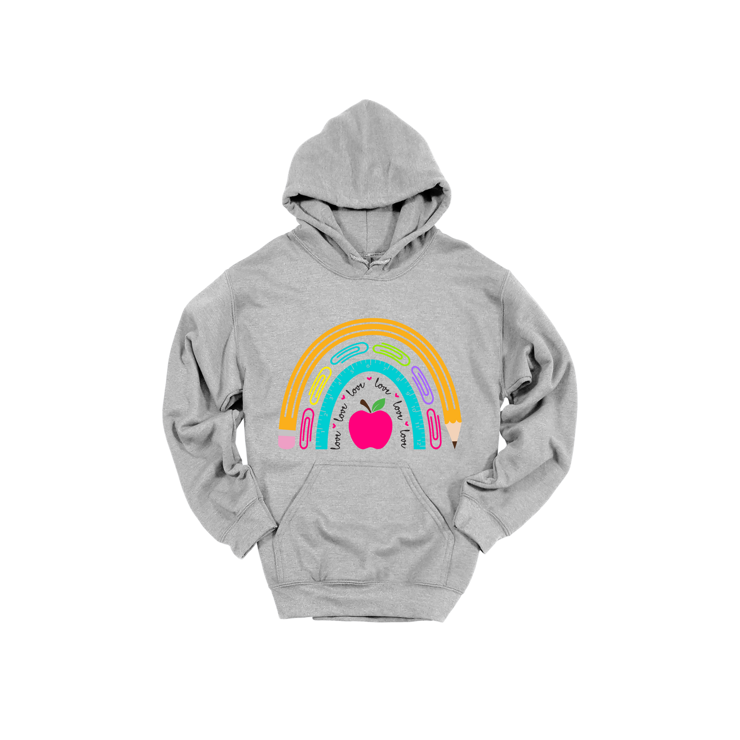 Teacher Rainbow Apparel — gray adult-hoodie front