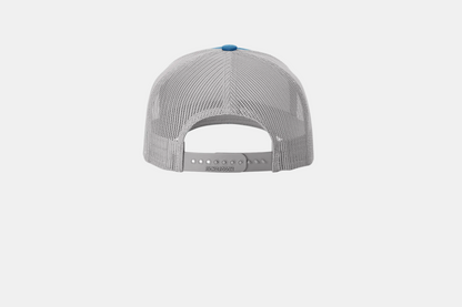 Custom Richardson 112FP five-panel trucker hat in Grey, back view