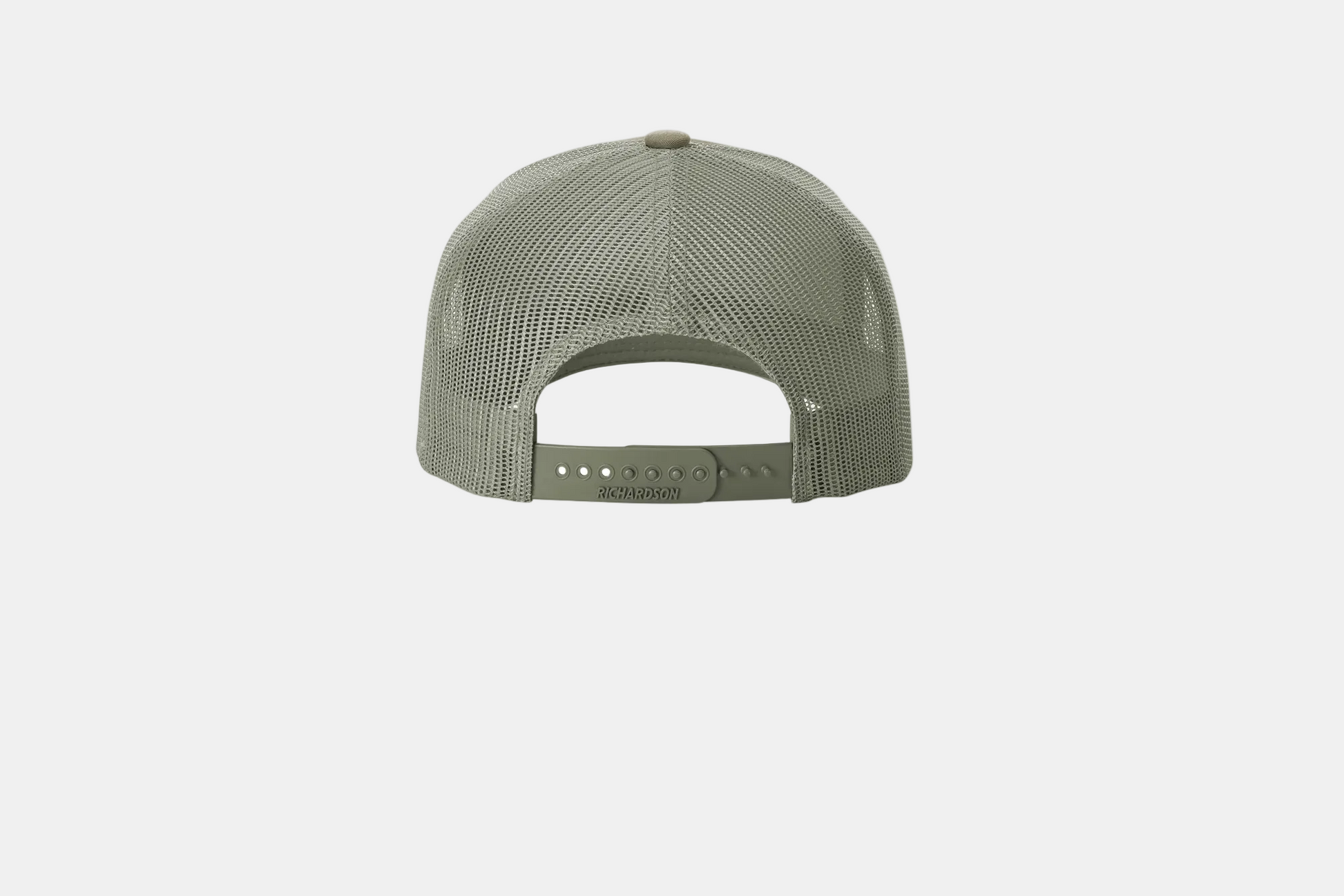 Custom Richardson 112FP five-panel trucker hat in Khaki, back view
