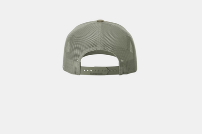 Custom Richardson 112FP five-panel trucker hat in Khaki, back view