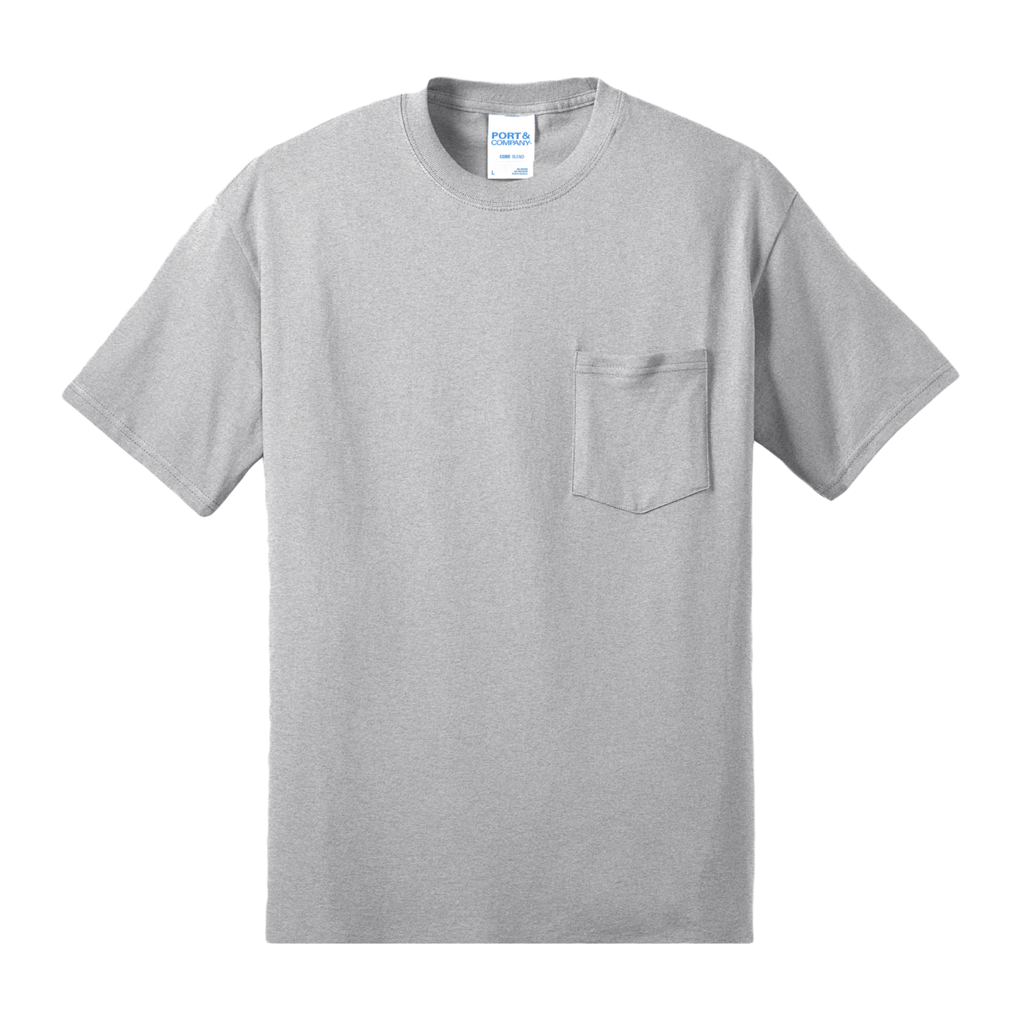 Custom Port & Company core blend pocket T-shirt in Ash