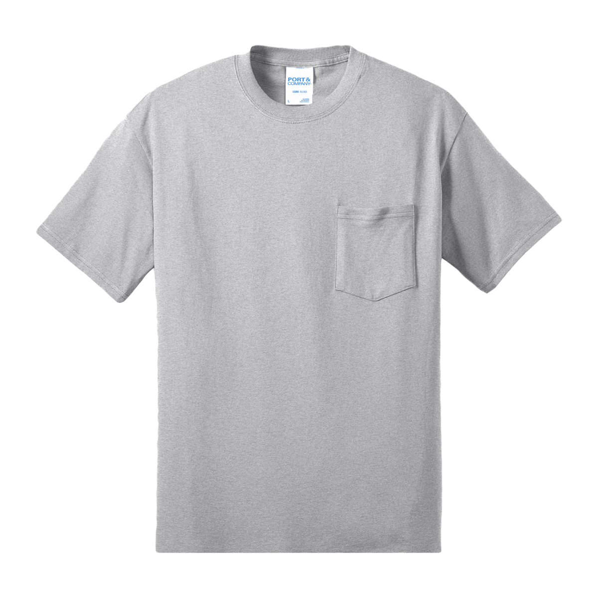 Custom Port & Company core blend pocket T-shirt in Ash