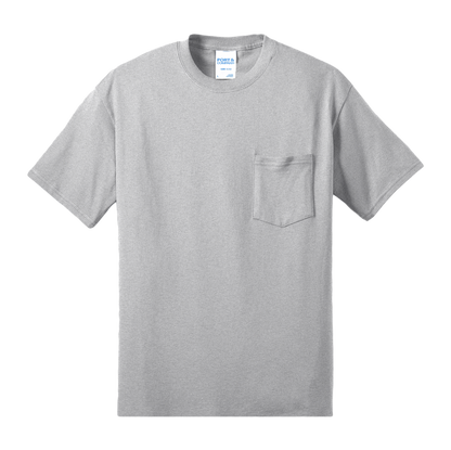 Custom Port & Company core blend pocket T-shirt in Ash