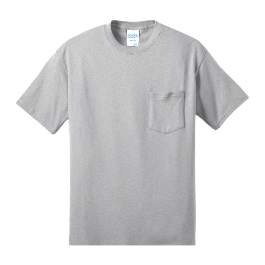 Custom Port & Company core blend pocket T-shirt in Ash