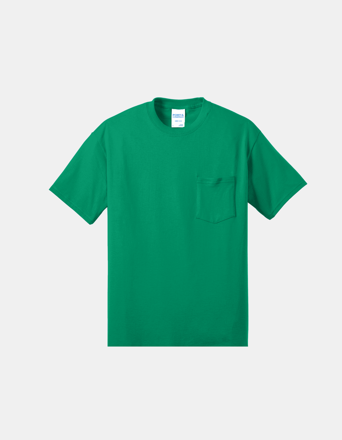 Custom Port & Company core blend pocket T-shirt in Kelly Green