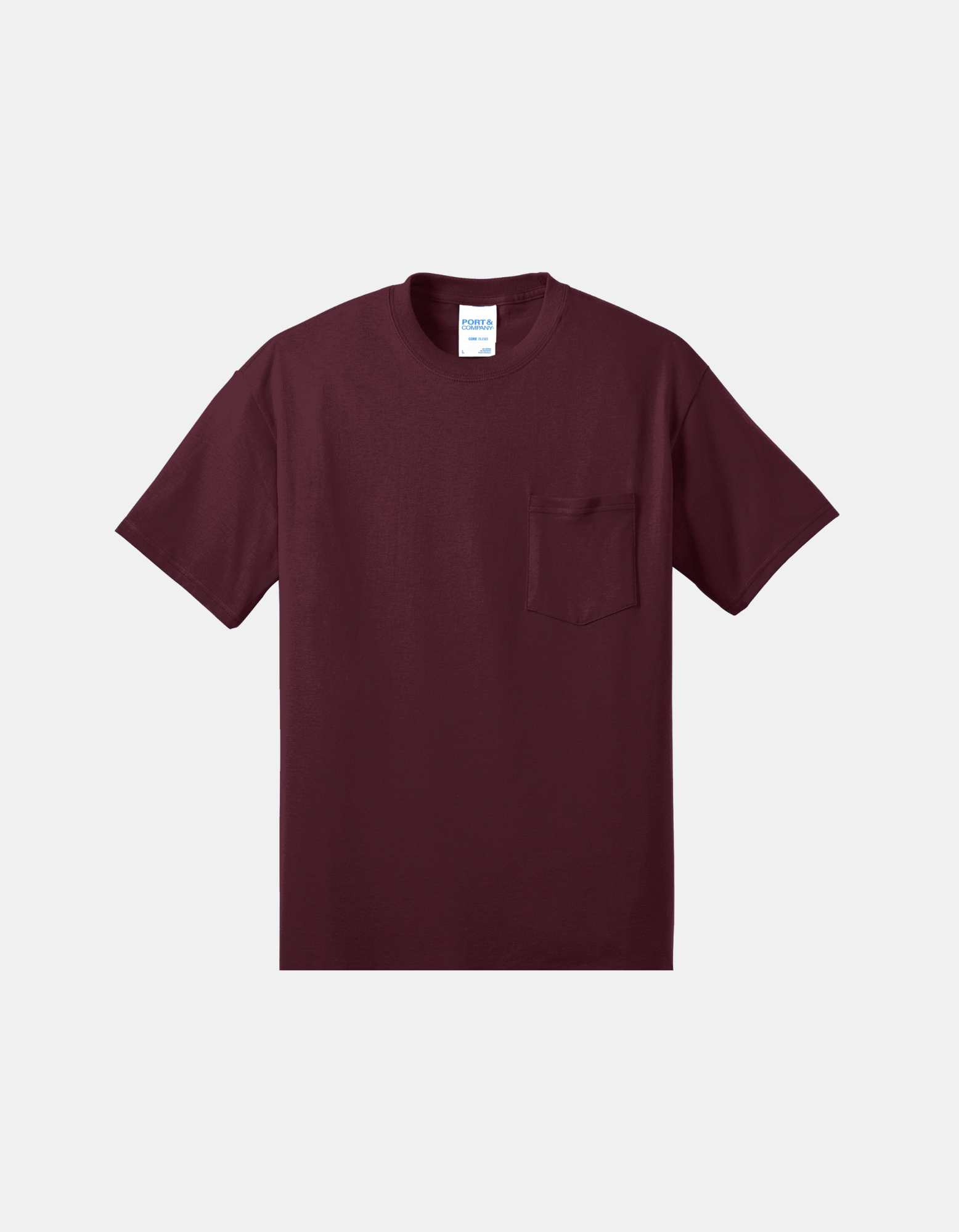 Custom Port & Company core blend pocket T-shirt in Athletic Maroon