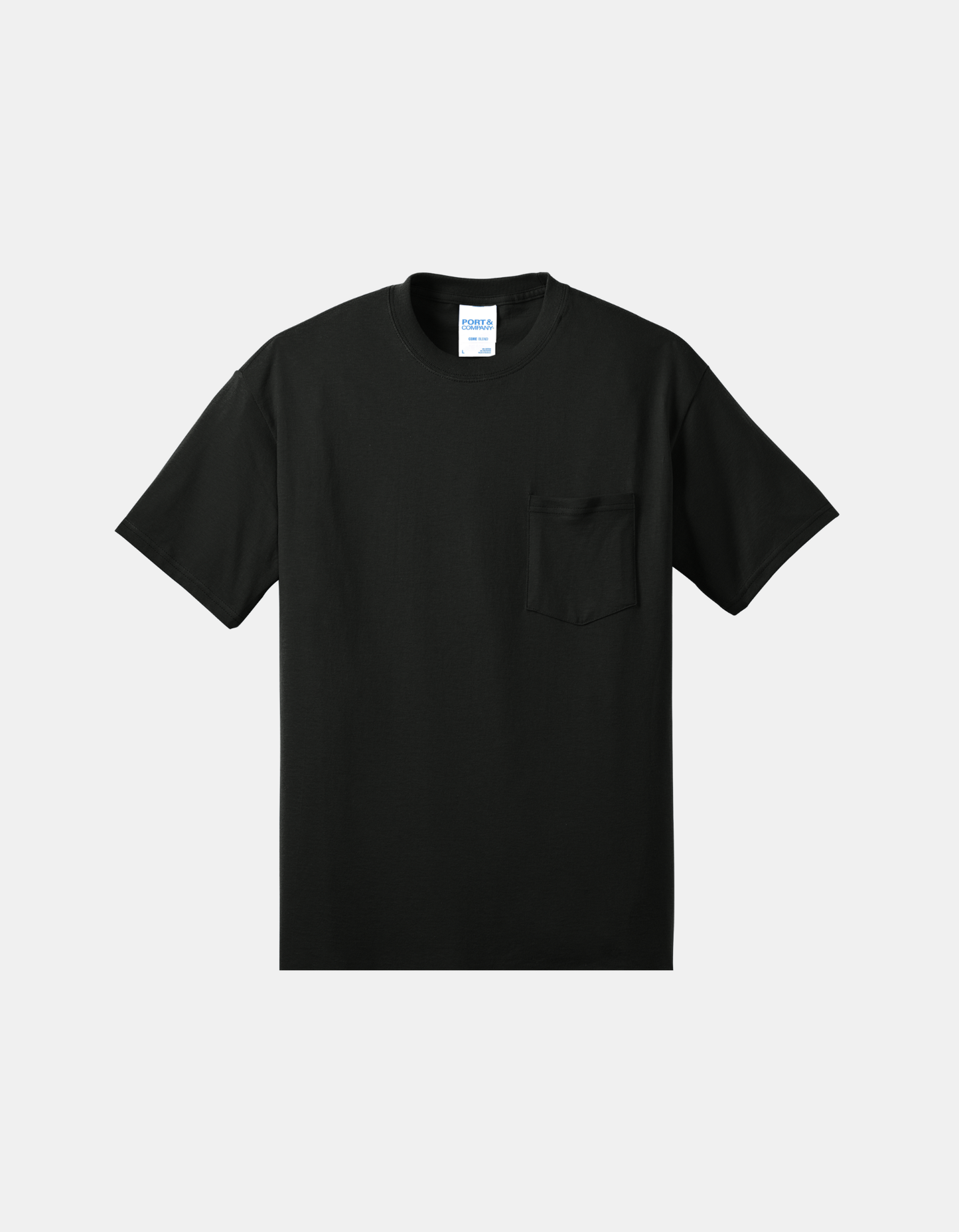 Custom Port & Company core blend pocket T-shirt in Black