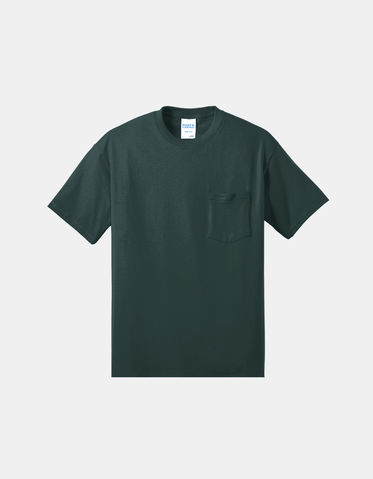 Custom Port & Company core blend pocket T-shirt in Dark Green