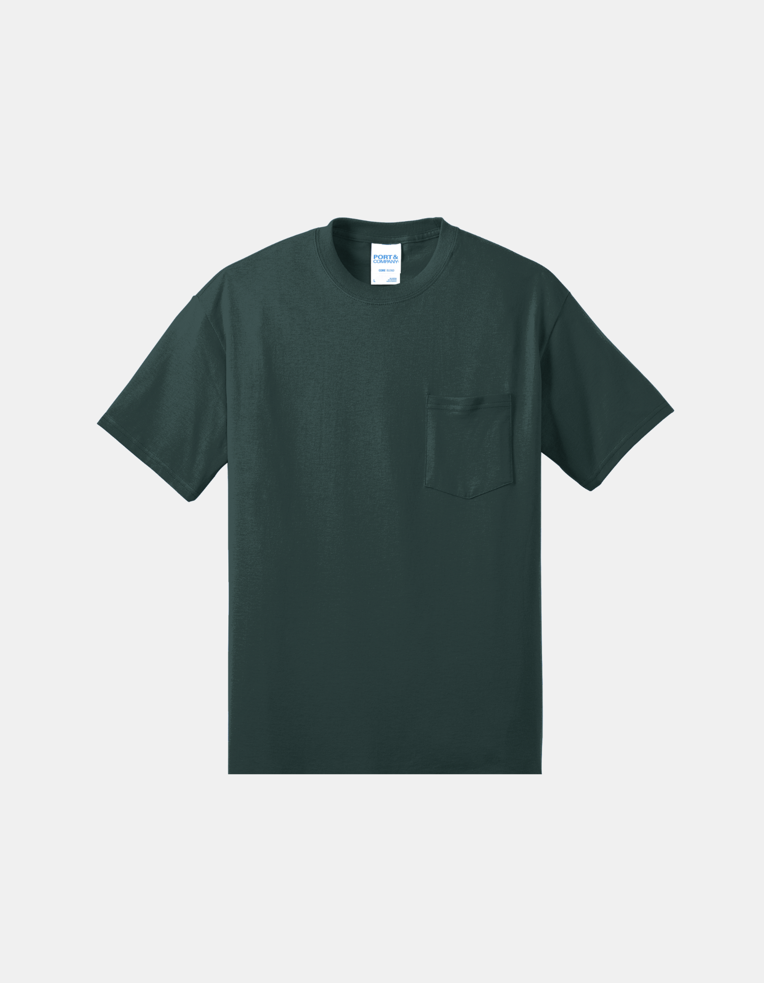 Custom Port & Company core blend pocket T-shirt in Dark Green