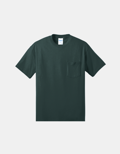 Custom Port & Company core blend pocket T-shirt in Dark Green