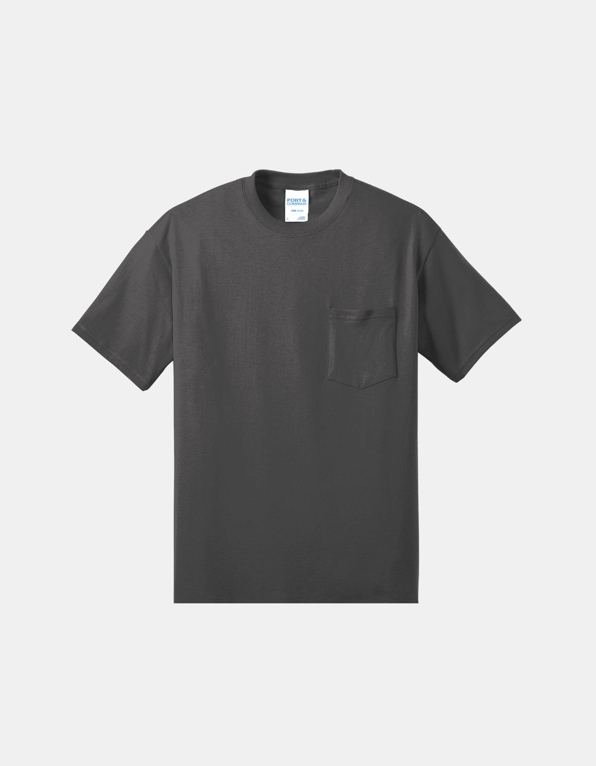 Custom Port & Company core blend pocket T-shirt in Charcoal