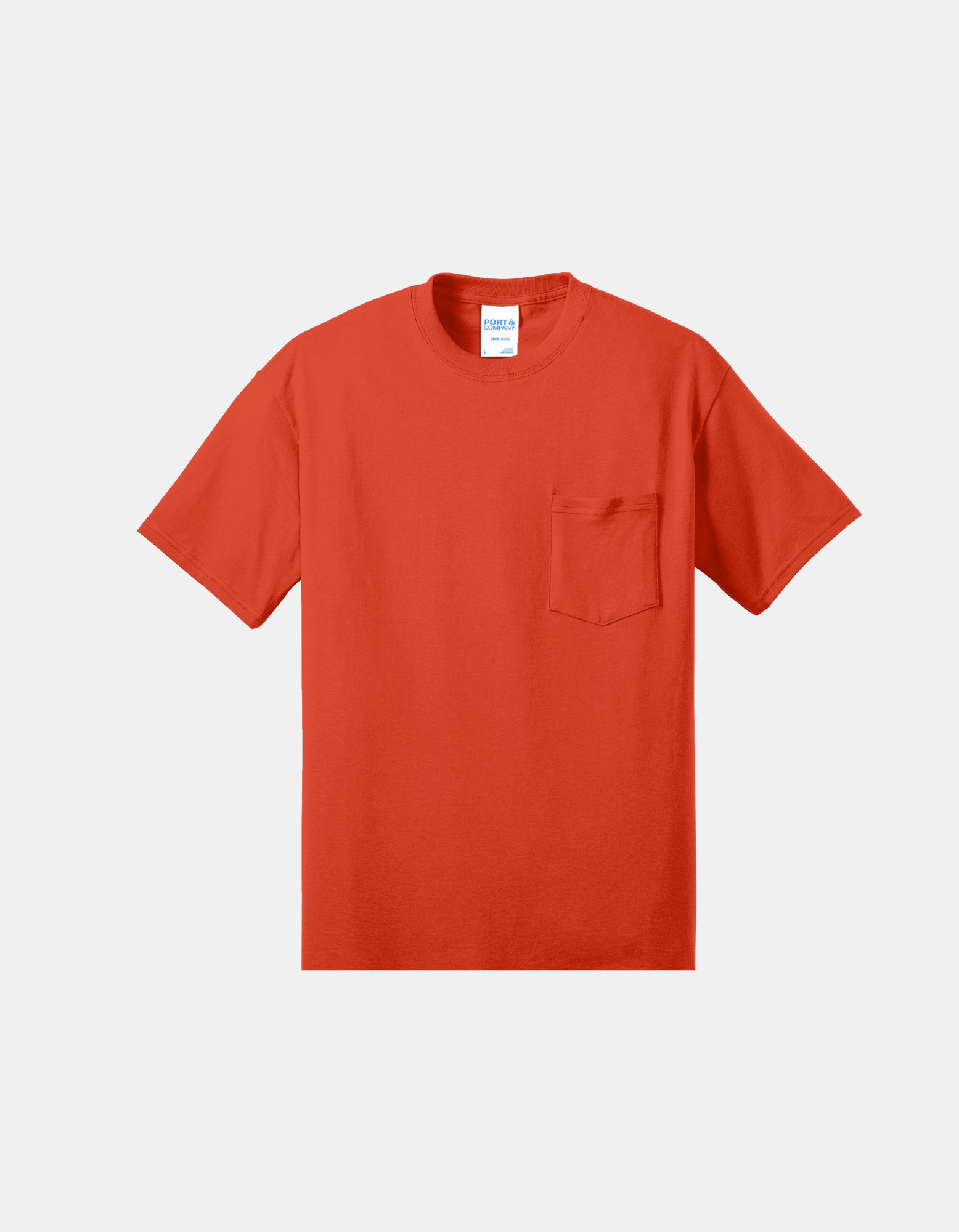 Custom Port & Company core blend pocket T-shirt in Orange