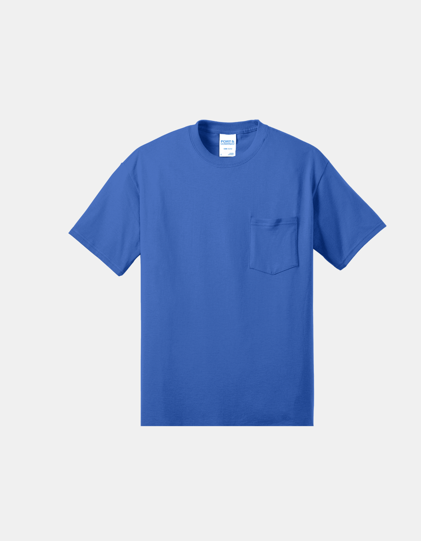 Custom Port & Company core blend pocket T-shirt in Royal Blue