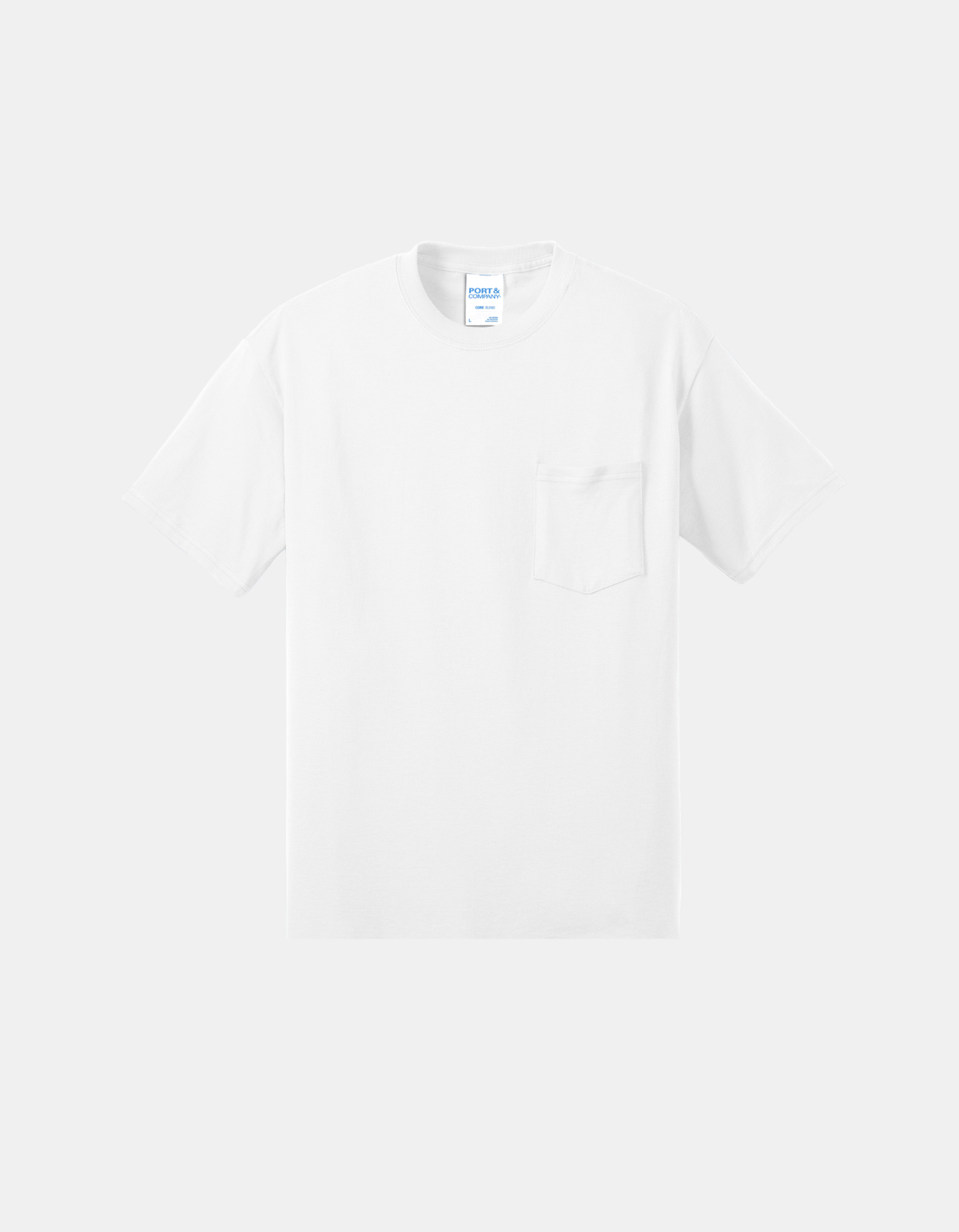 Custom Port & Company core blend pocket T-shirt in White