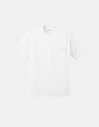 Custom Port & Company core blend pocket T-shirt in White
