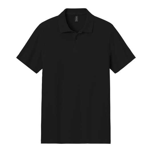 Custom Gildan adult Softstyle piqué polo in Black, front view
