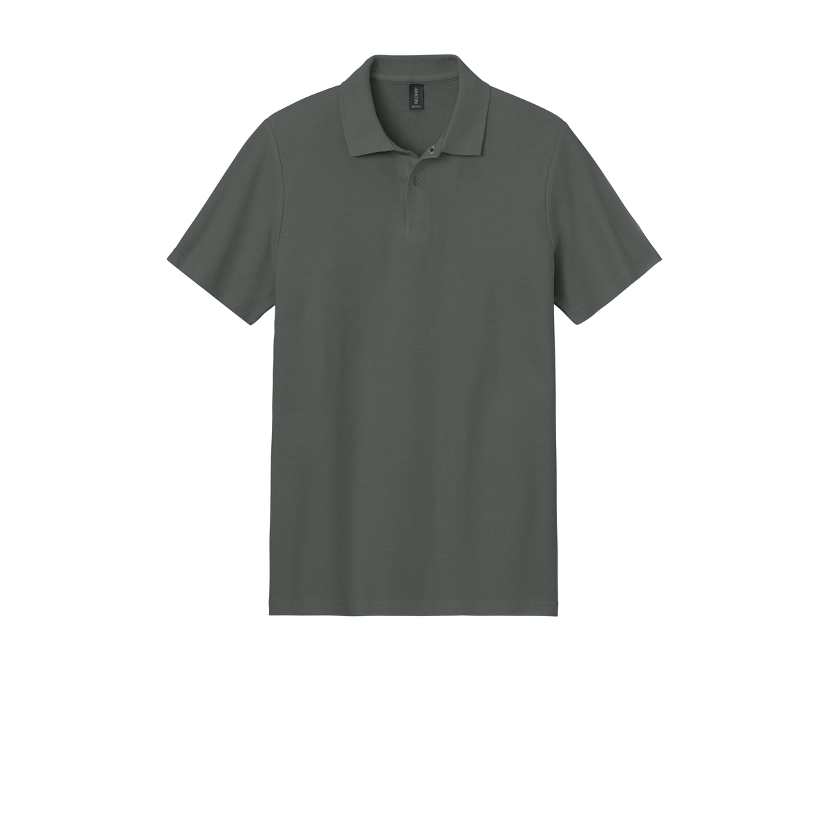 Custom Gildan adult Softstyle piqué polo in Charcoal, front view