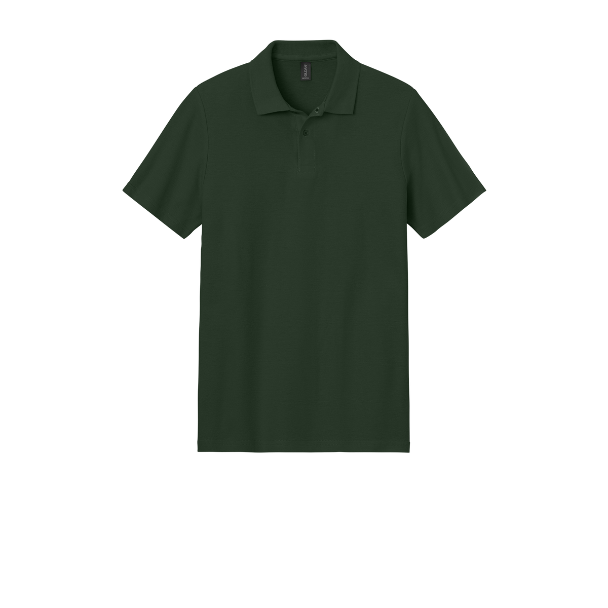 Custom Gildan adult Softstyle piqué polo in Forest Green, front view