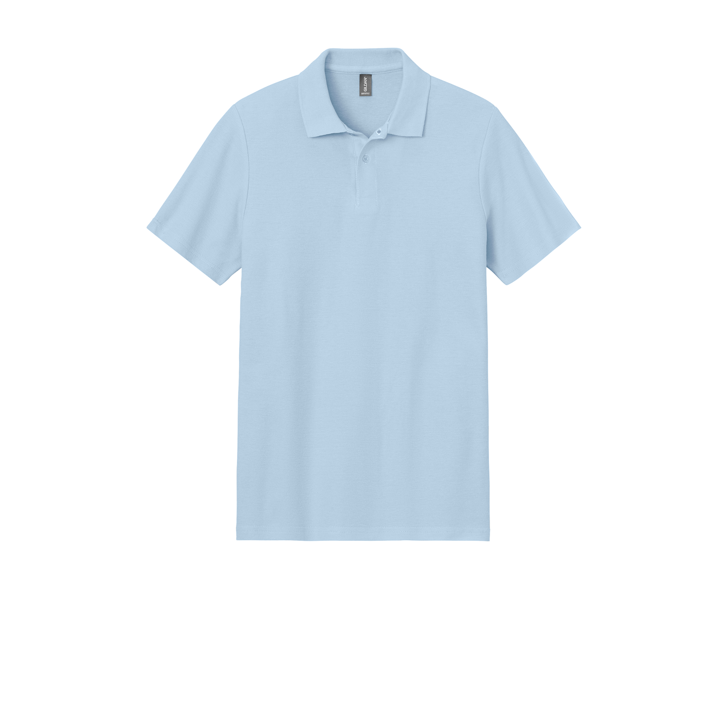 Custom Gildan adult Softstyle piqué polo in Light Blue, front view