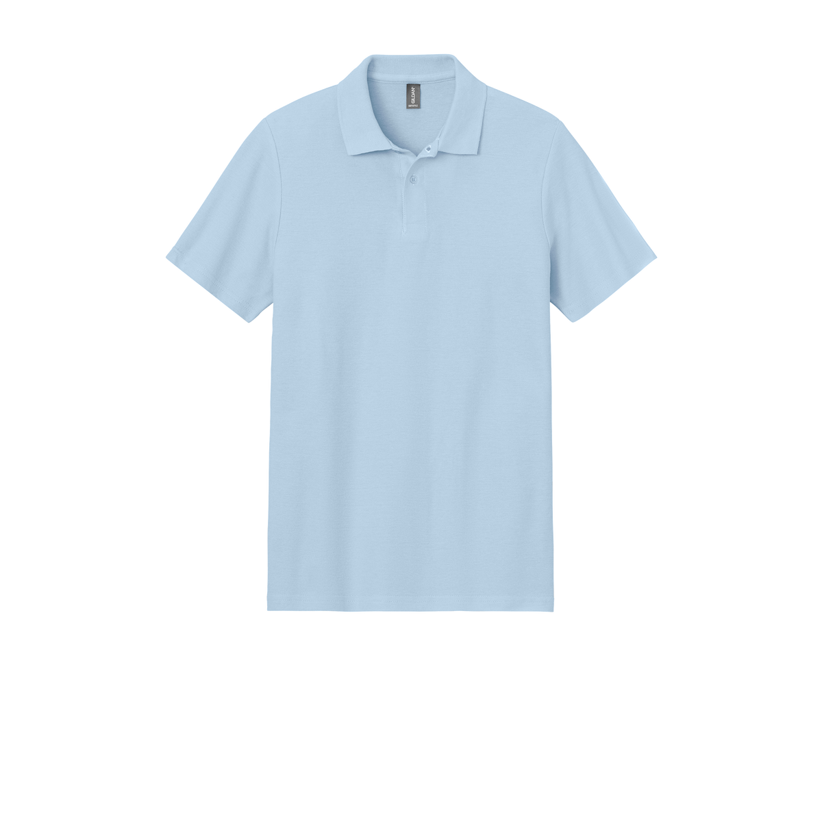 Custom Gildan adult Softstyle piqué polo in Light Blue, front view