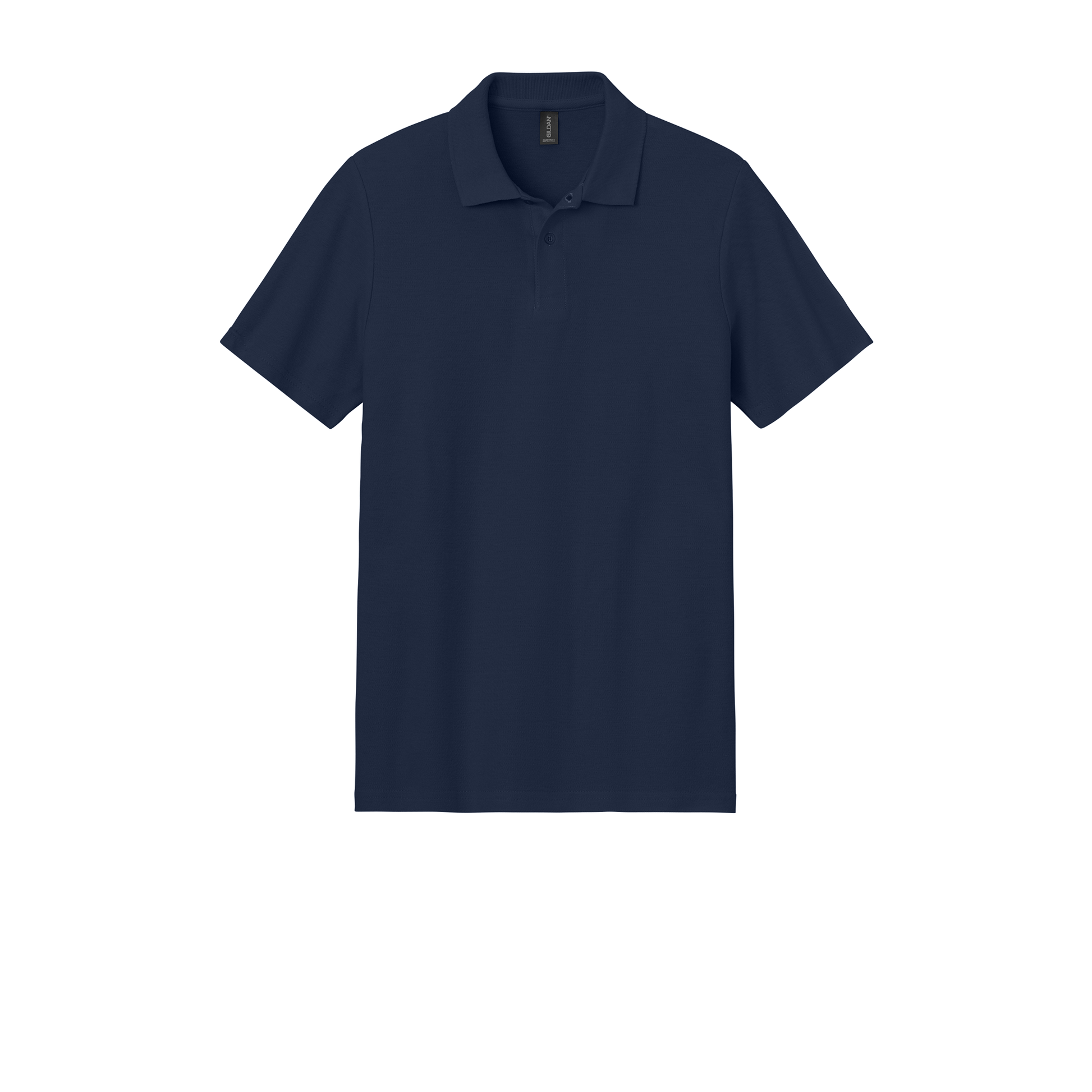 Custom Gildan adult Softstyle piqué polo in Navy, front view
