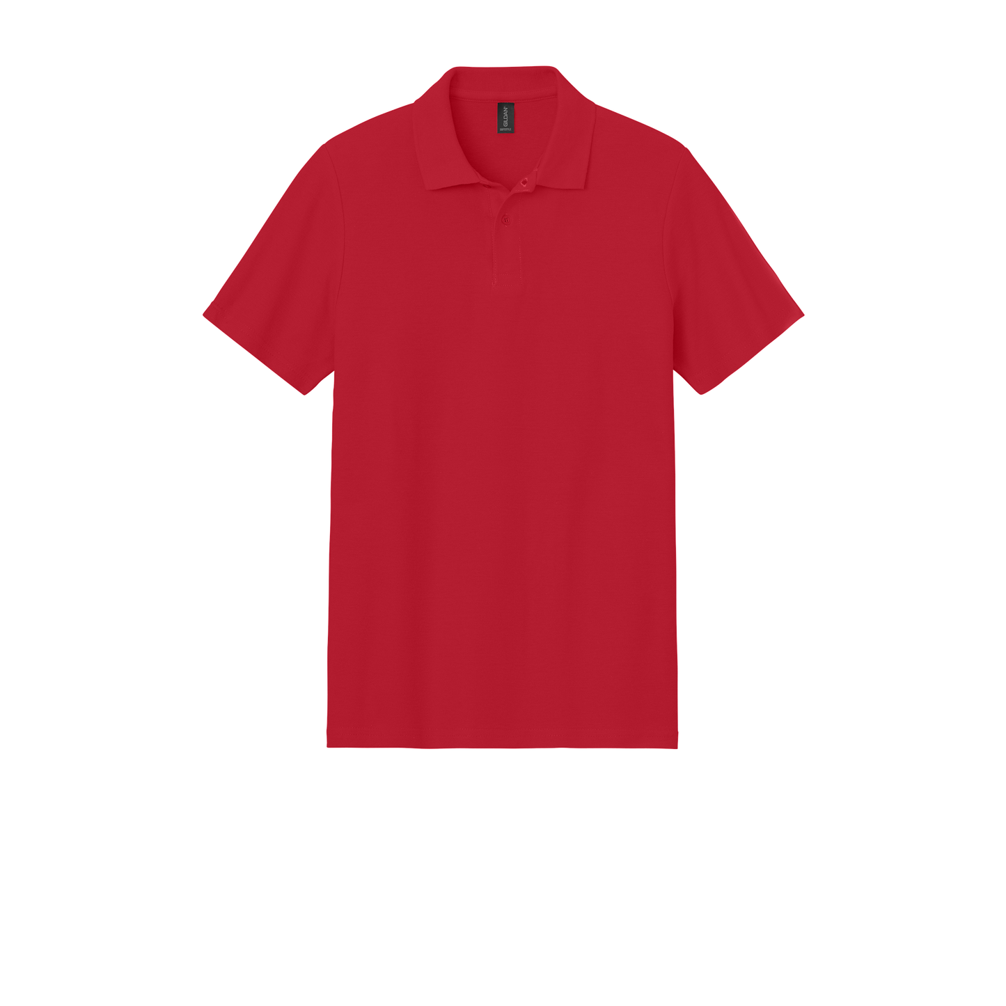 Custom Gildan adult Softstyle piqué polo in Red, front view