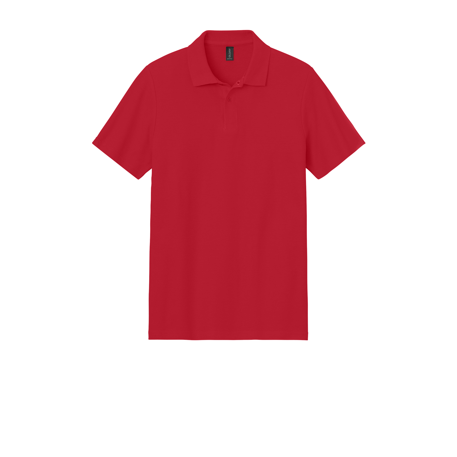 Custom Gildan adult Softstyle piqué polo in Red, front view