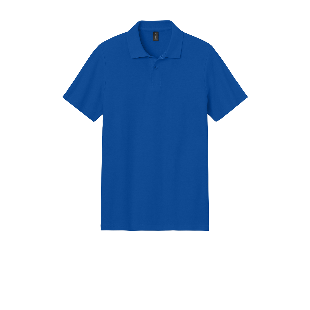 Custom Gildan adult Softstyle piqué polo in Royal Blue, front view