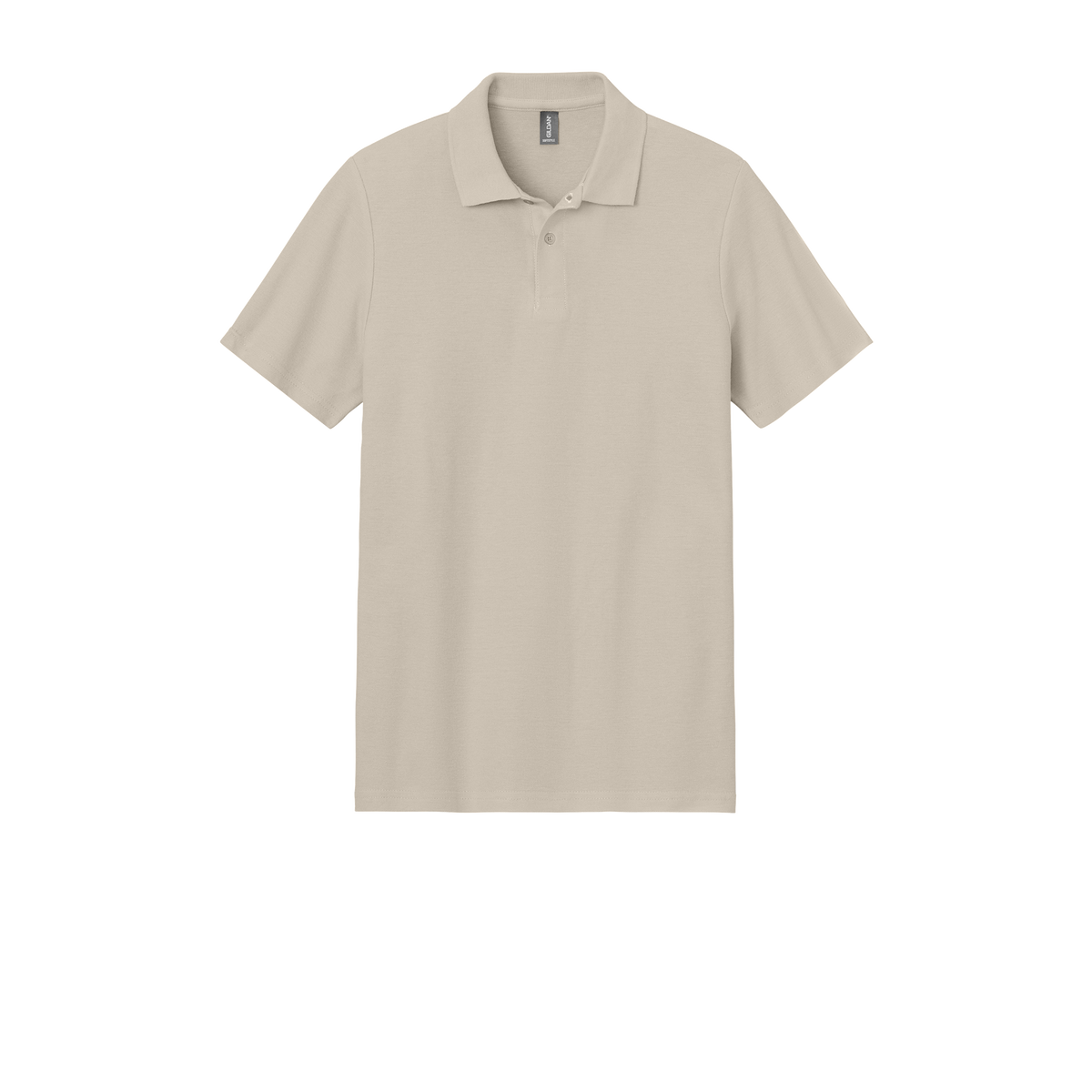 Custom Gildan adult Softstyle piqué polo in Sand, front view