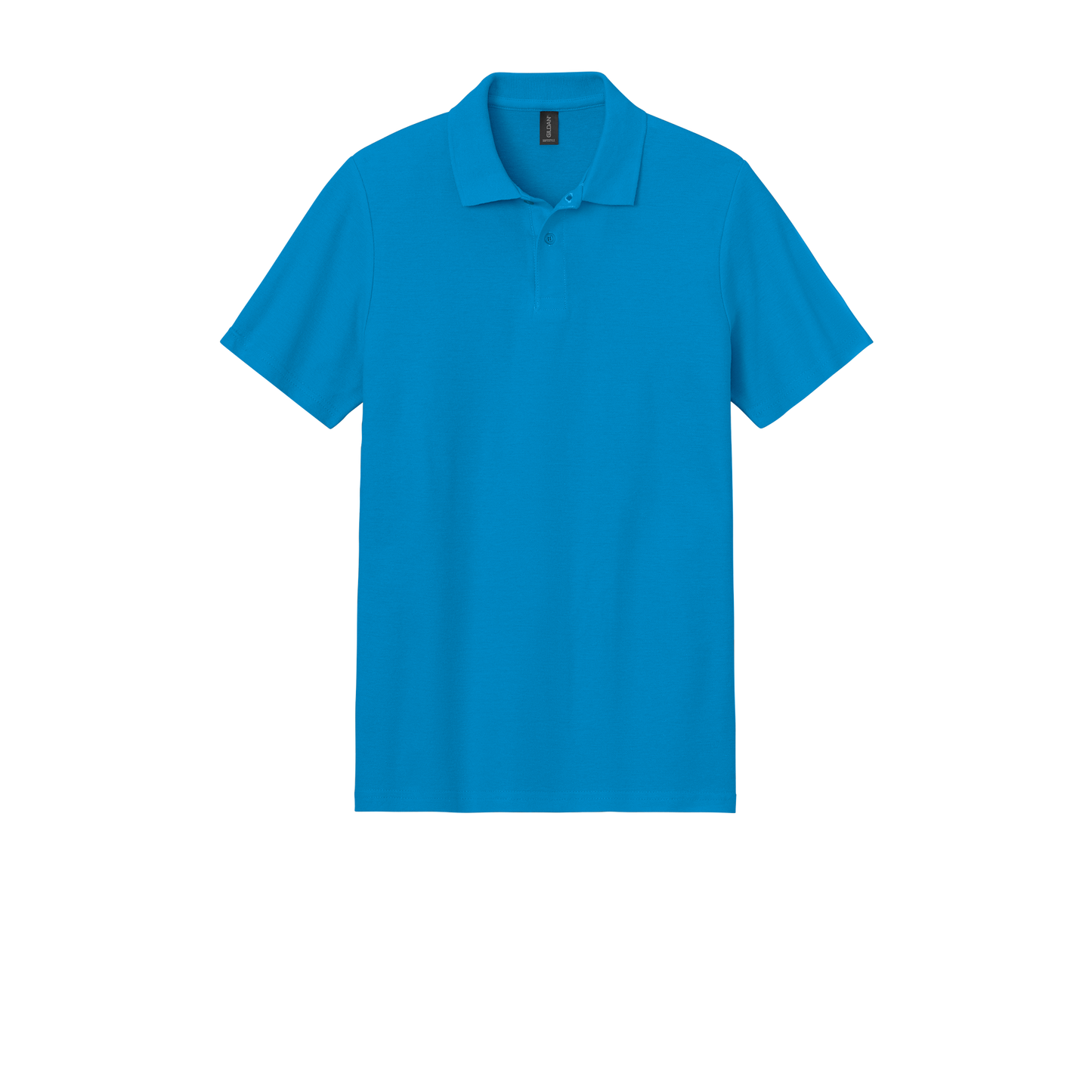 Custom Gildan adult Softstyle piqué polo in Sapphire, front view