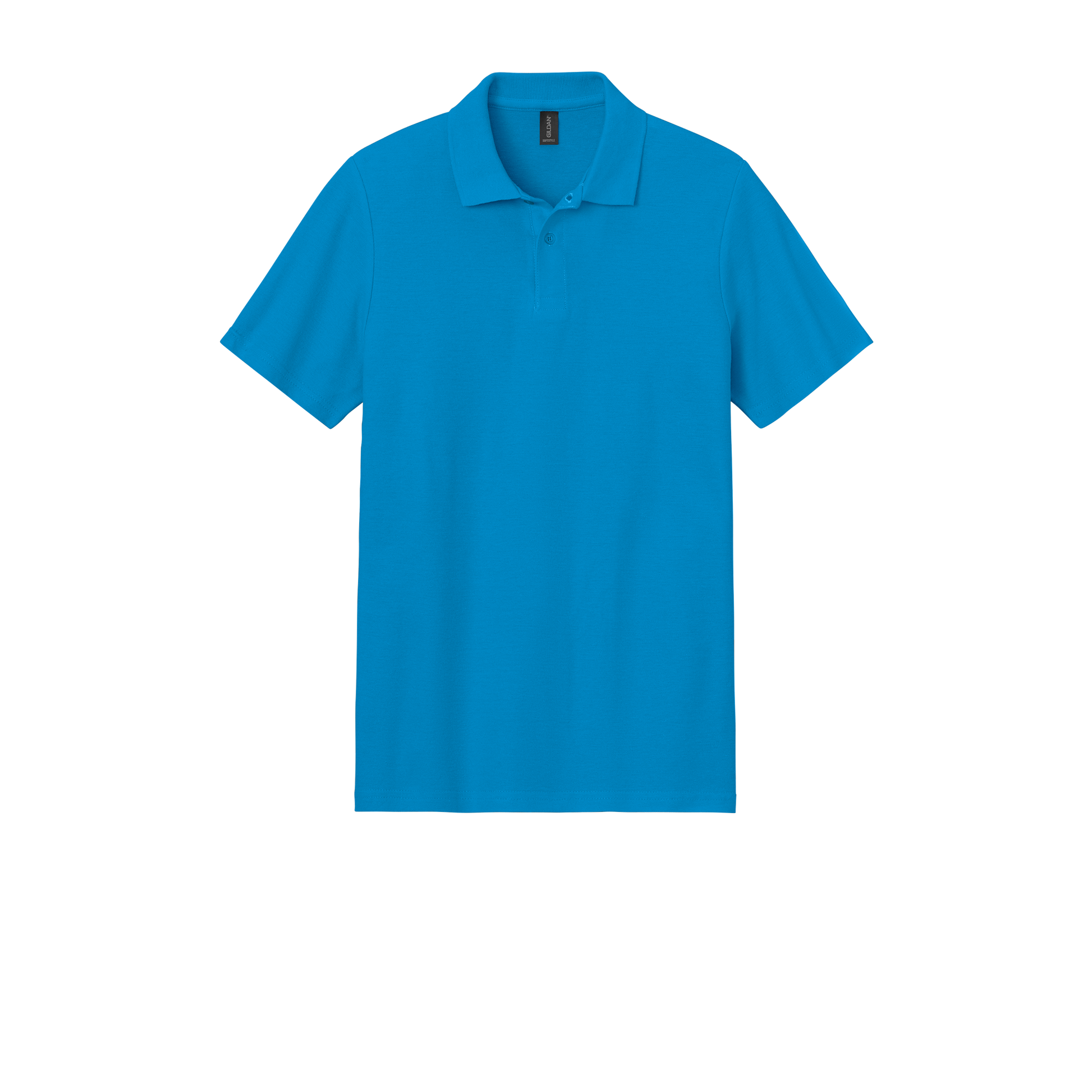 Custom Gildan adult Softstyle piqué polo in Sapphire, front view