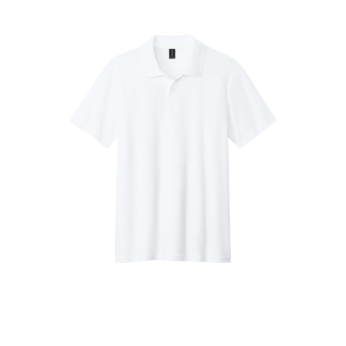 Custom Gildan adult Softstyle piqué polo in White, front view