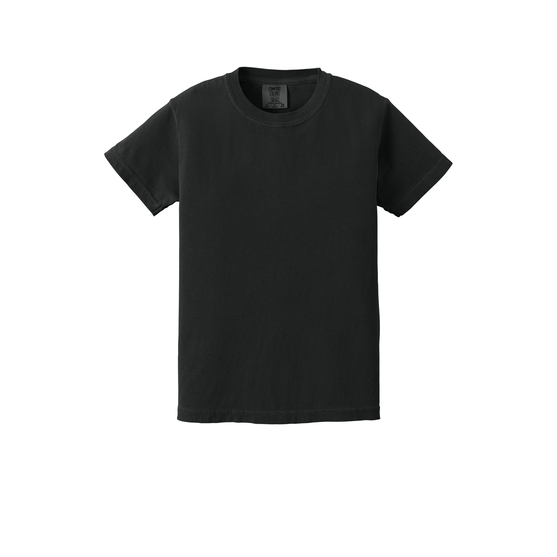 Custom Comfort Colors 9018 youth T-shirt in Black, front view