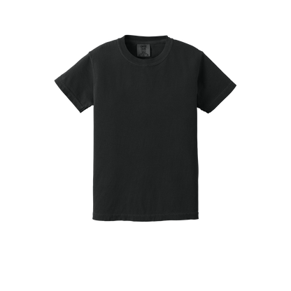 Custom Comfort Colors 9018 youth T-shirt in Black, front view