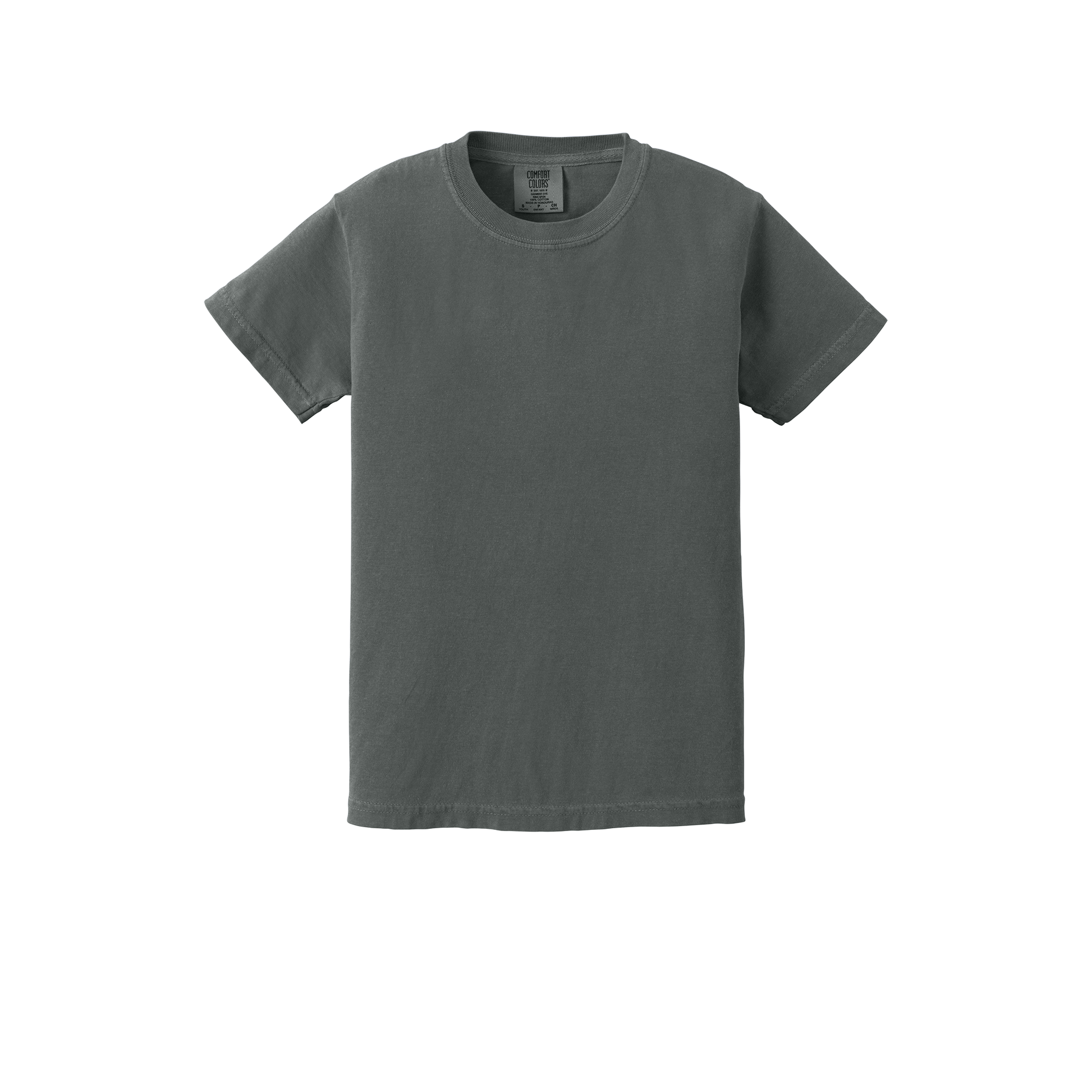 Custom Comfort Colors 9018 youth T-shirt in Pepper, front view