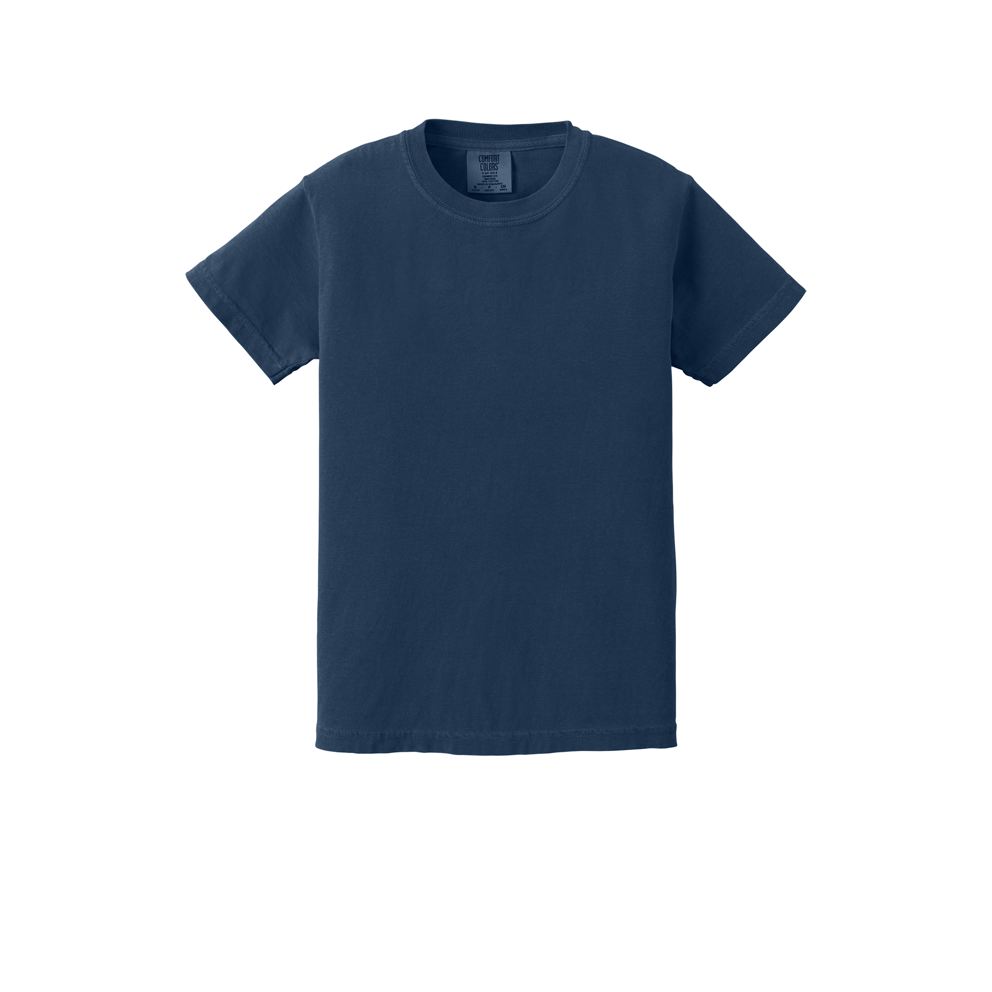 Custom Comfort Colors 9018 youth T-shirt in True Navy, front view