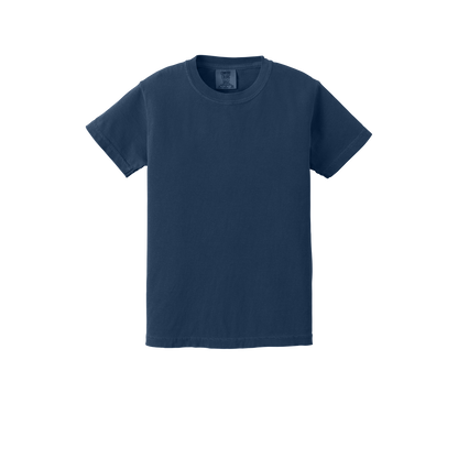 Custom Comfort Colors 9018 youth T-shirt in True Navy, front view