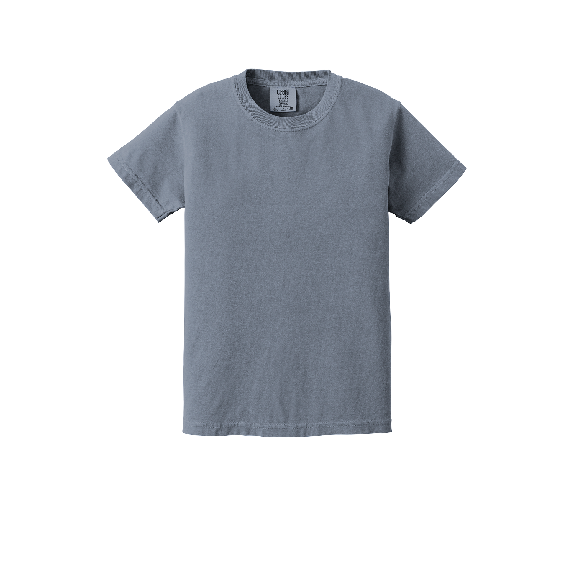 Custom Comfort Colors 9018 youth T-shirt in Blue Jean, front view