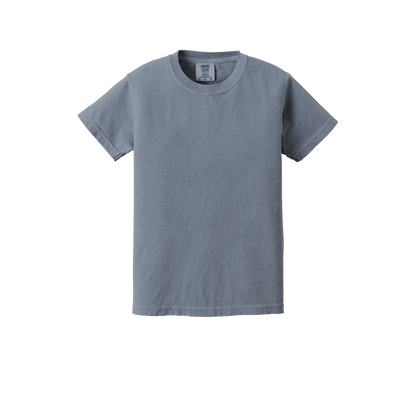 Custom Comfort Colors 9018 youth T-shirt in Blue Jean, front view