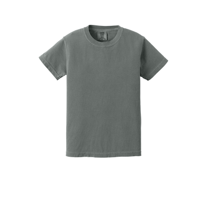 Custom Comfort Colors 9018 youth T-shirt in Grey, front view