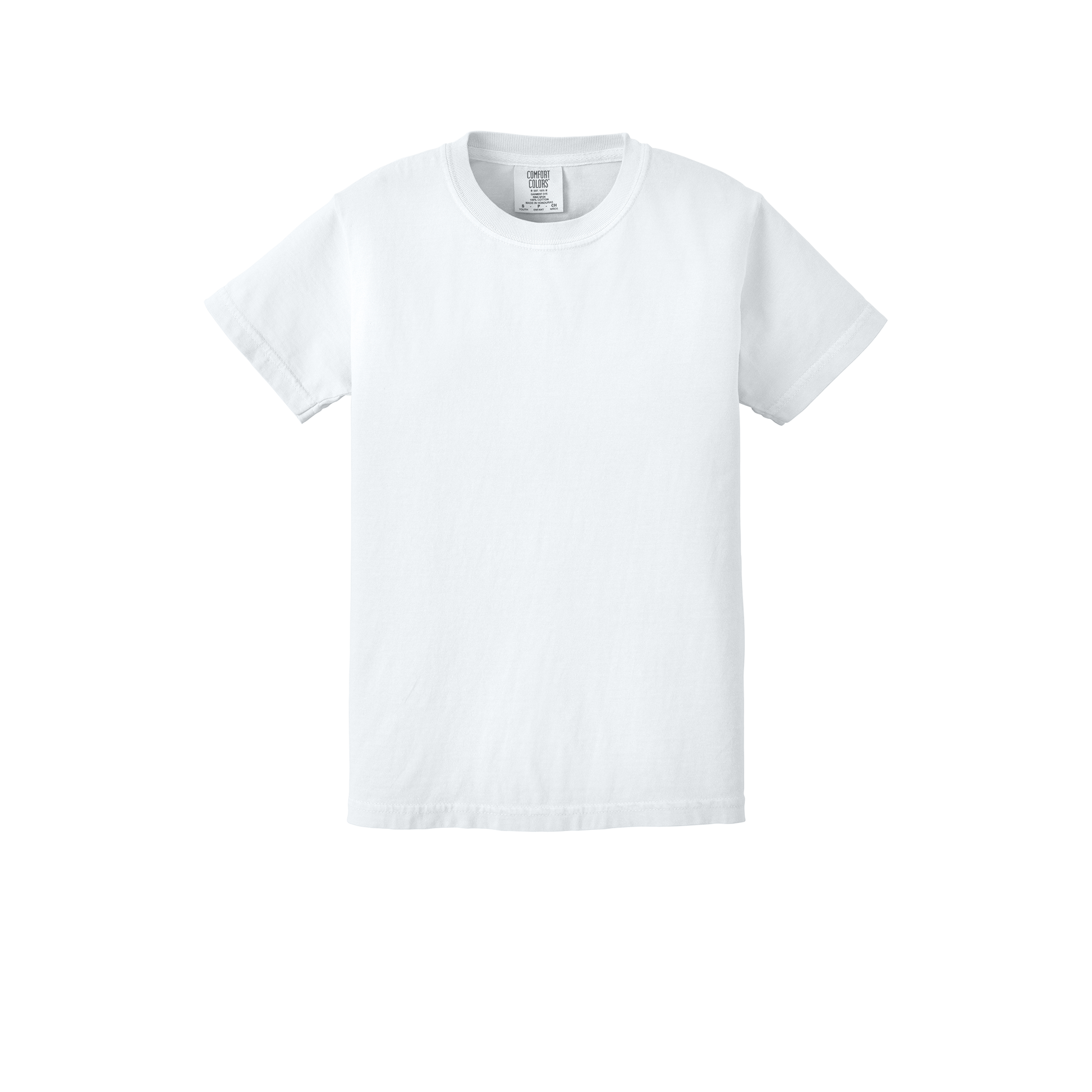 Custom Comfort Colors 9018 youth T-shirt in White, front view