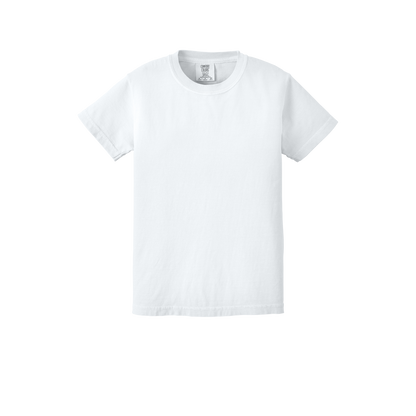 Custom Comfort Colors 9018 youth T-shirt in White, front view