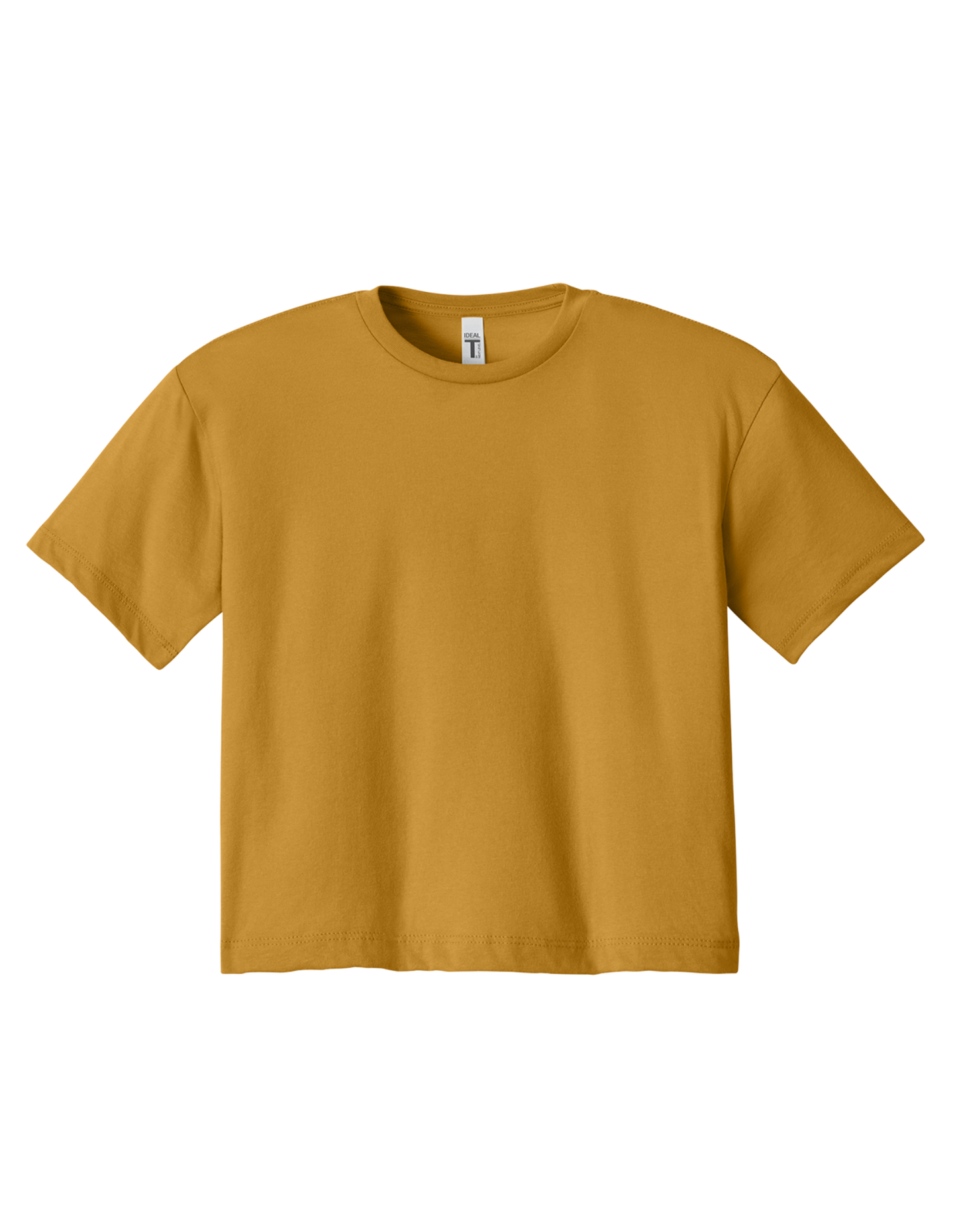 Custom women's Next Level crop T-shirt in Antique Gold, front view