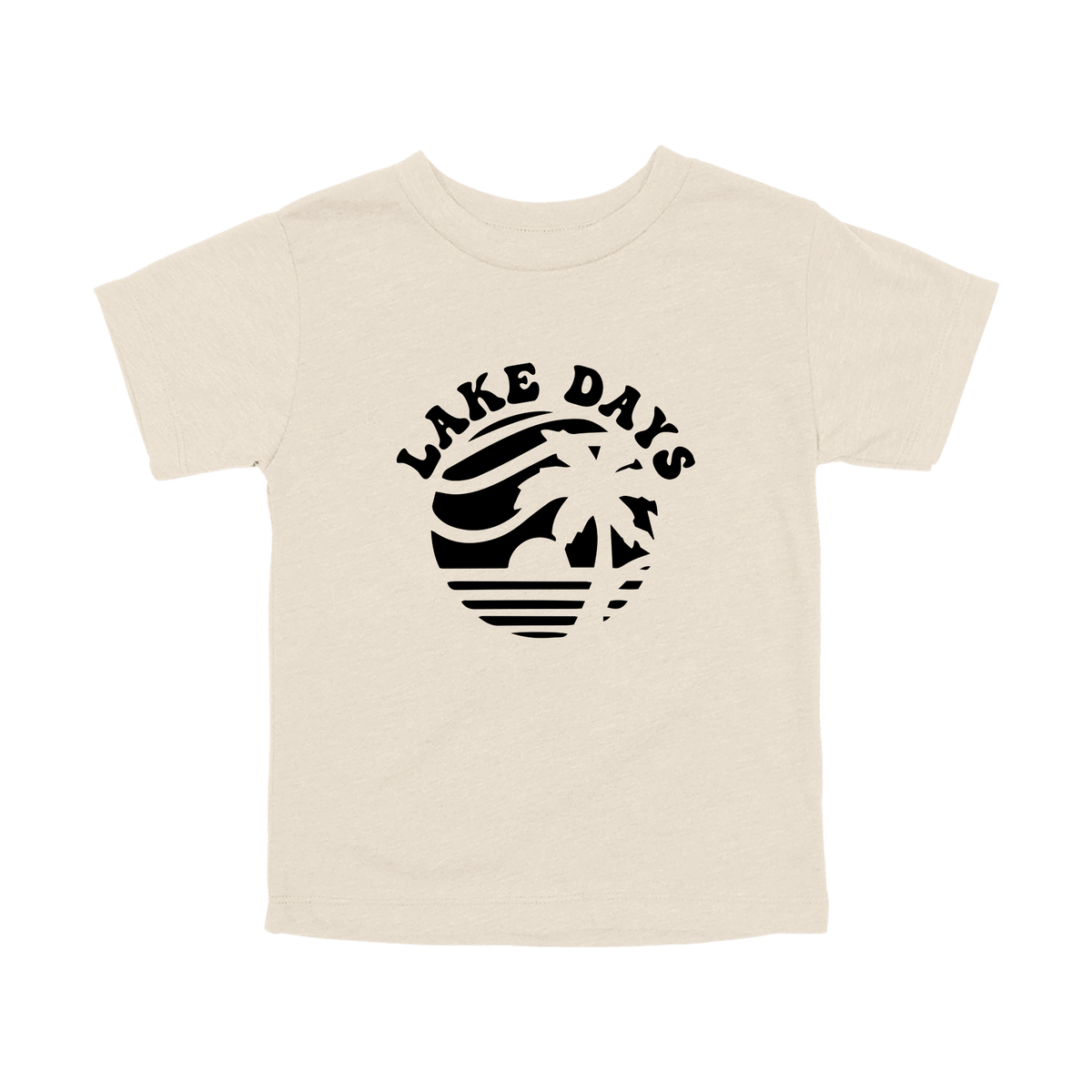 Lake Days Front & Back design on a Natural toddler T-shirt, front view.
