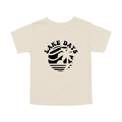 Lake Days Front & Back design on a Natural toddler T-shirt, front view.