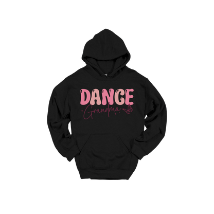 Dance Grandma Front & Back design on a Black adult hoodie, front view.