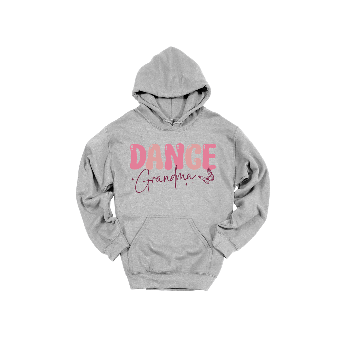 Dance Grandma Front & Back design on a Sport Gray adult hoodie, front view.